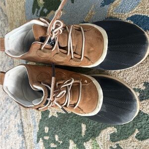 Sorel Cream and Brown Lace-Up Boots